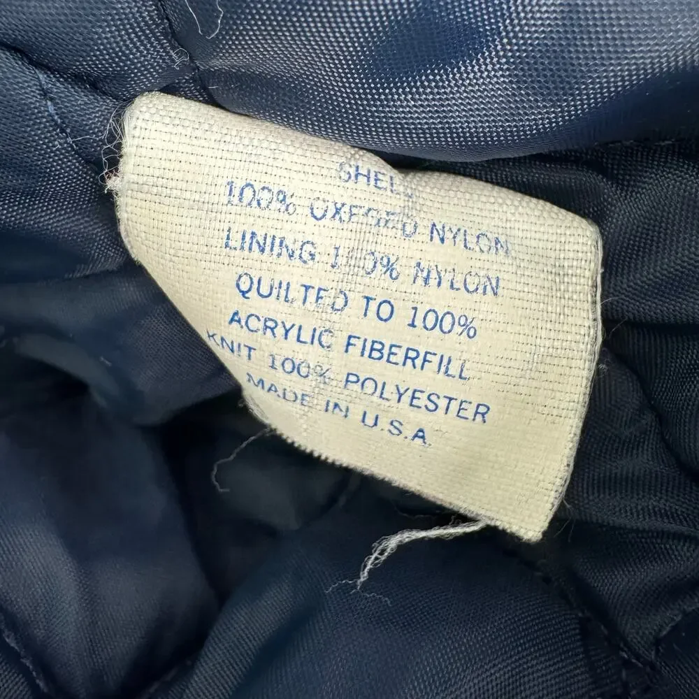 Vintage Navy Blank Varsity Snap Jacket Size XXL